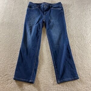 Eddie Bauer Straight Jeans Womens‎ 12 Blue Excellent Slightly Curvy Dark Wash